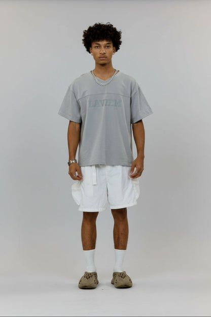 Gray V-neck Boxy Tee