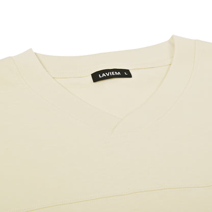 Beige V-neck Boxy Tee