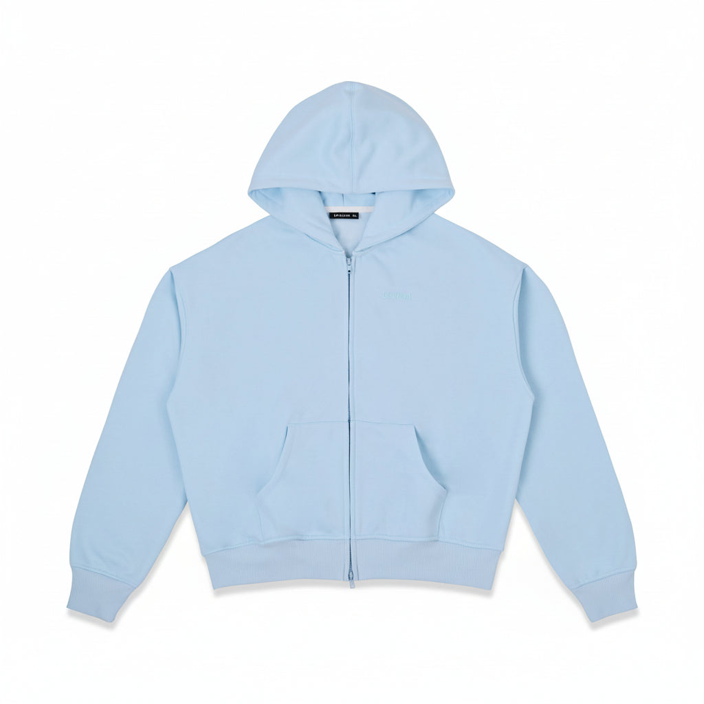 Light blue hoodie on a white background