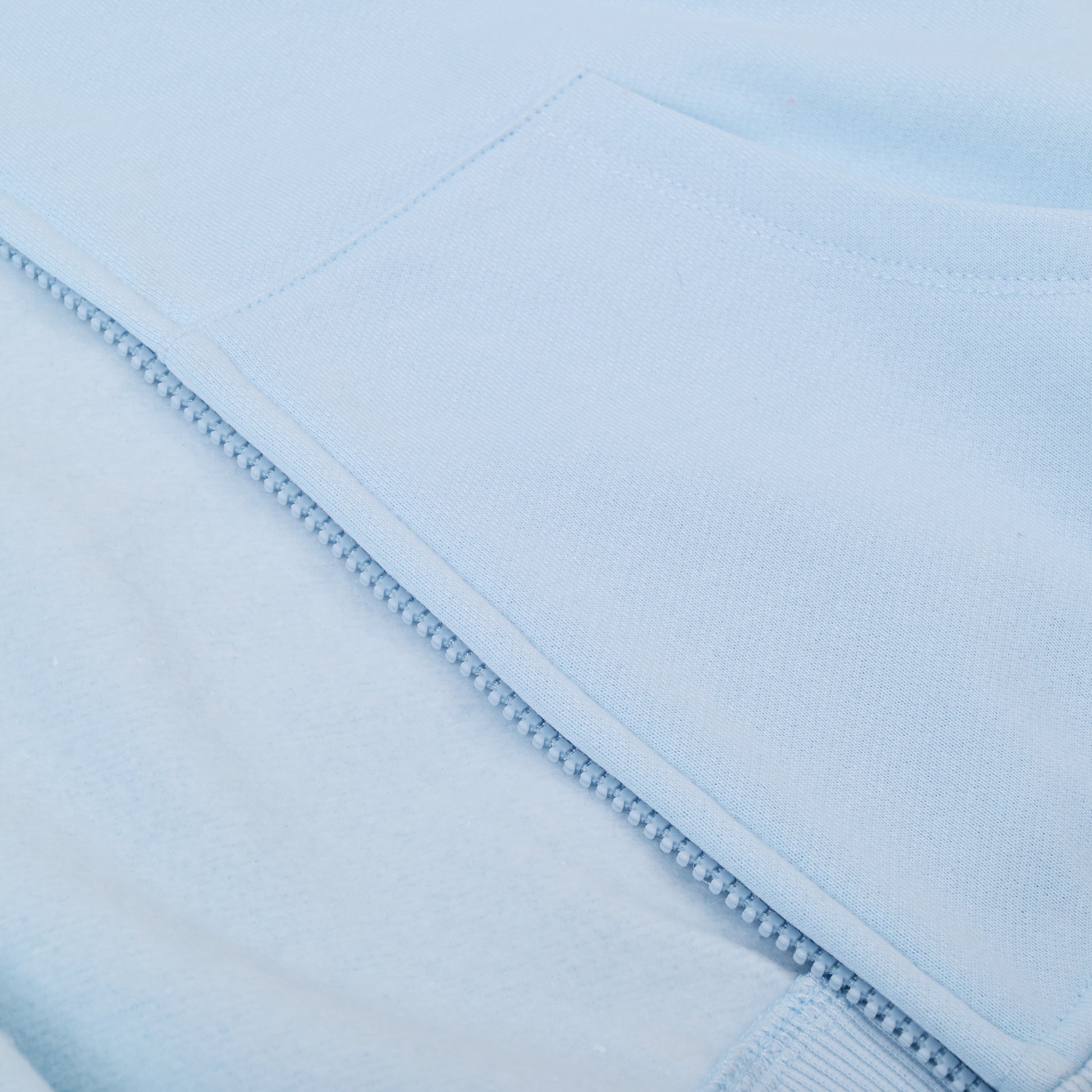 Close-up of a light blue fabric with a subtle pattern
